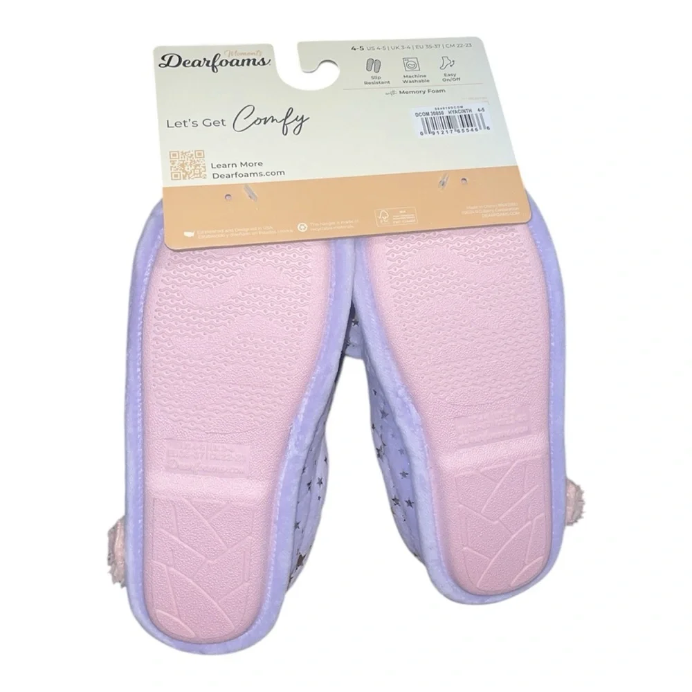 Dearfoams Purple Unicorn Slippers with Rainbow Horn size 4-5